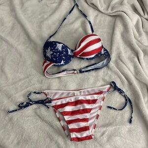 Patriotic Bikini Top with Stars and Stripes